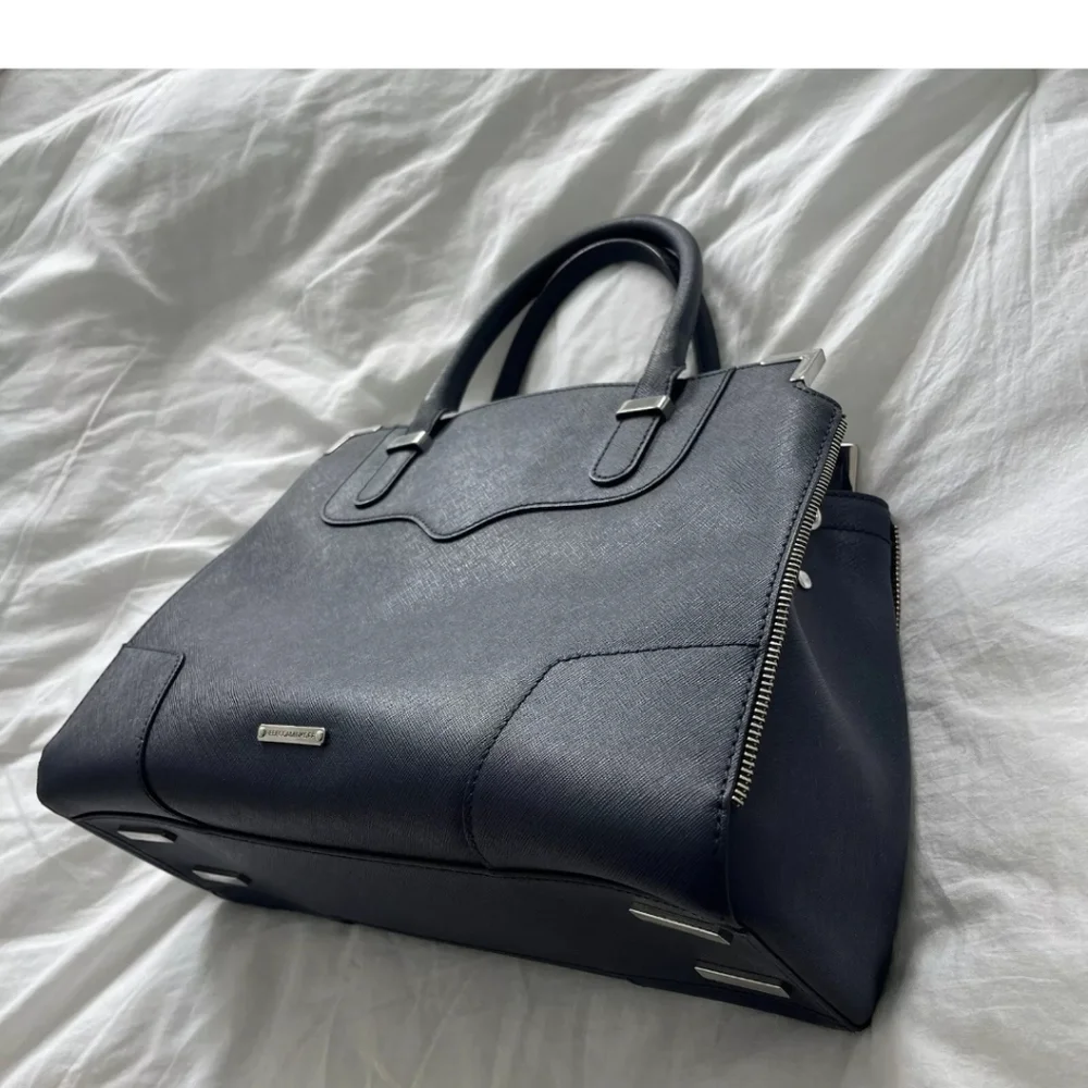 Rebecca Minkoff navy leather satchel purse - Picture 4 of 8
